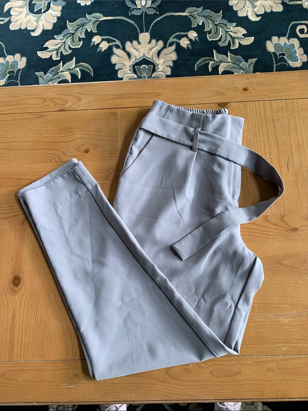 Streetwear Society Light Gray Tailored Belted Pants